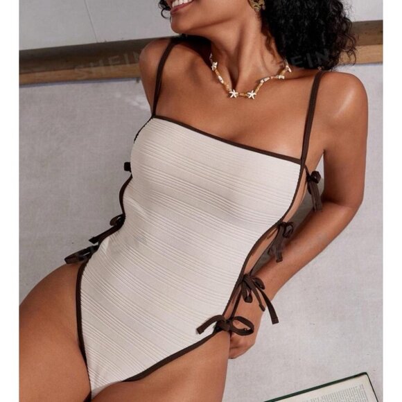 ๐ 2 for $15 ๐ New SHEIN Beige and Brown One-Piece Swimsuit - Picture 5 of 8